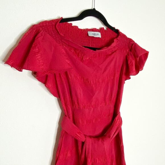 Rachel Comey Stance Silk Blend Smocked Seersucker Jumpsuit Red Christmas Size 0 - Picture 5 of 7